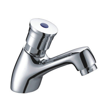 Single Hole Brass Self Closing Basin Mixer Taps , Basin Mixer Faucet For Public Bathroom