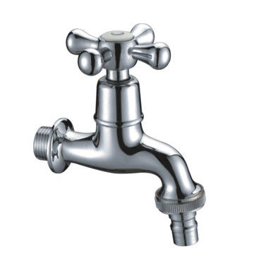 One Cross Handle Brass Chrome Plated Washing Machine Taps With Rotary Switch